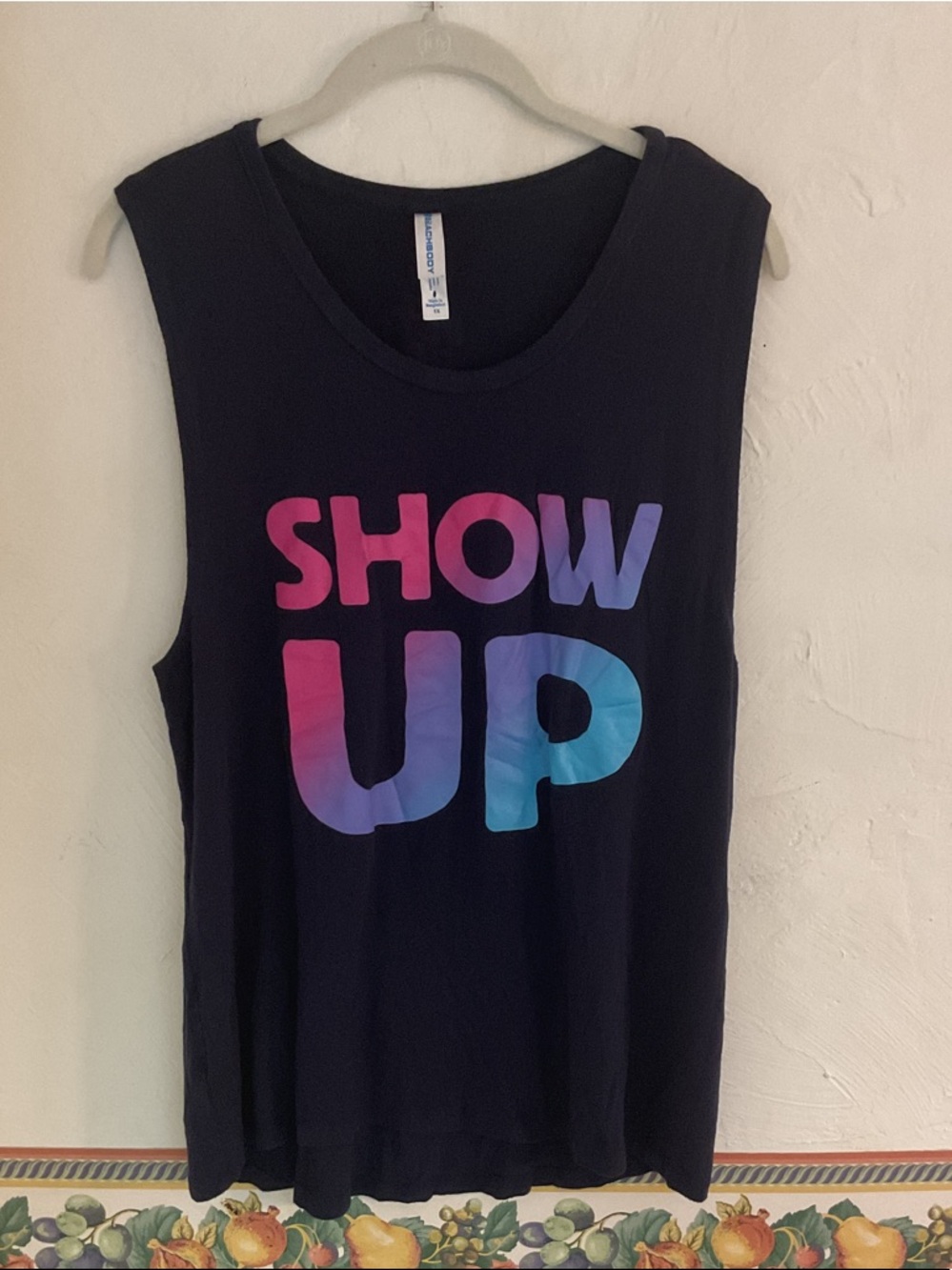 Beachbody “SHOW UP” Graphic Muscle Tank Size 1X Navy Blue